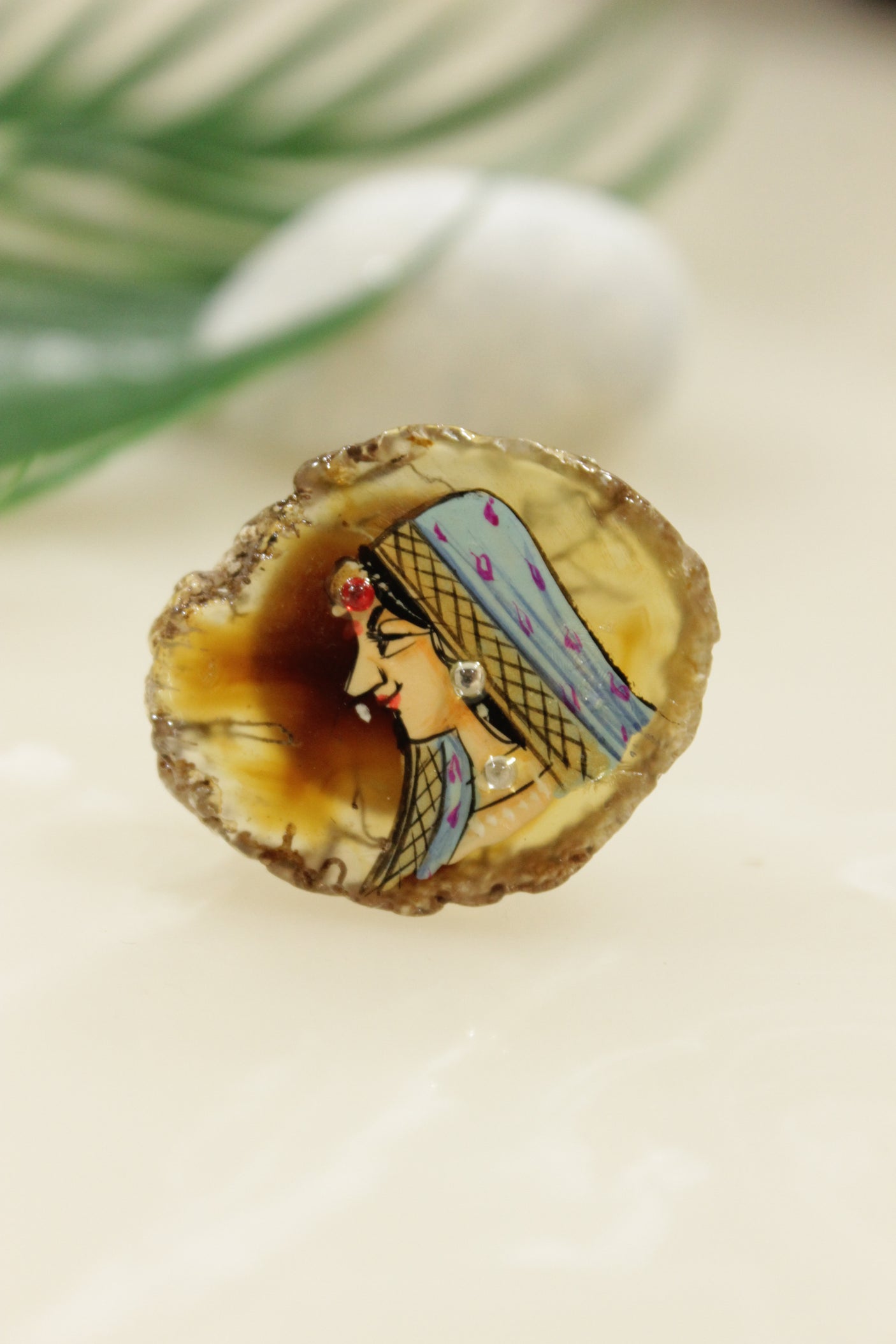 Hand Painted Marble Statement Adjustable Cocktail Ring