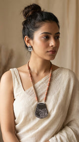 Earthy Hand Painted Terracotta Clay Necklace Set