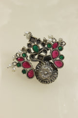 Oxidised Silver Finish Statement Adjustable Cocktail Ring