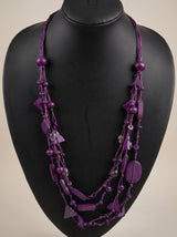 Purple Rope and Abstract Beads Boho Necklace