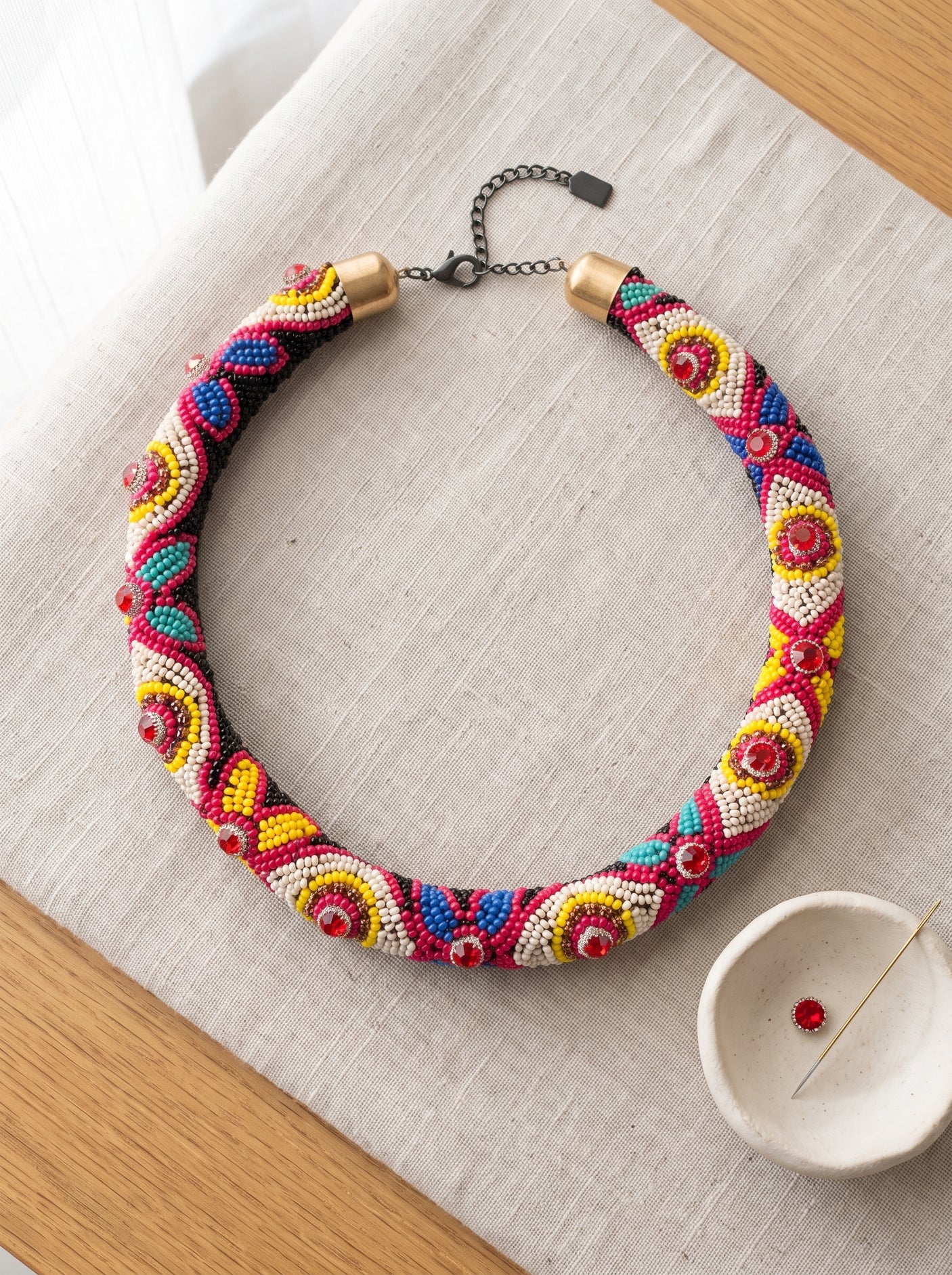 Vibrant Multi-Color Beads Handmade Boho Choker Necklace