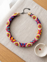 Vibrant Multi-Color Beads Handmade Boho Choker Necklace