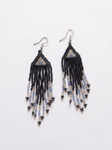 Black and Grey Hand Beaded Dangler Earrings