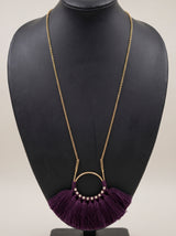 Purple Tassels Gold Toned Long Elegant Necklace