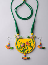 Hand-Painted Love Birds Wooden Necklace Set