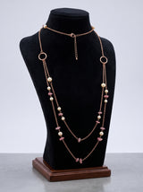 Pearls and Bead Charms 2 Layer Long Chain Necklace