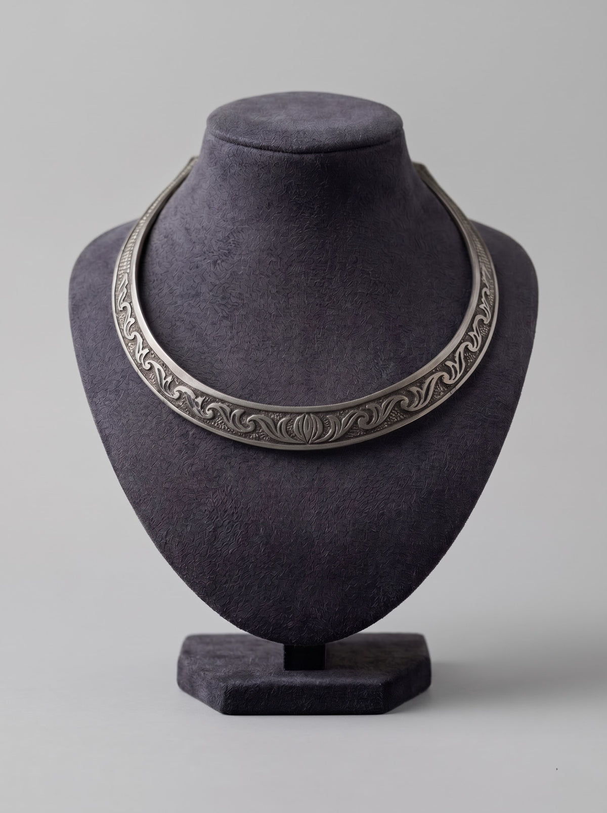 Intricately Detailed Oxidised Finish Metal Hasli