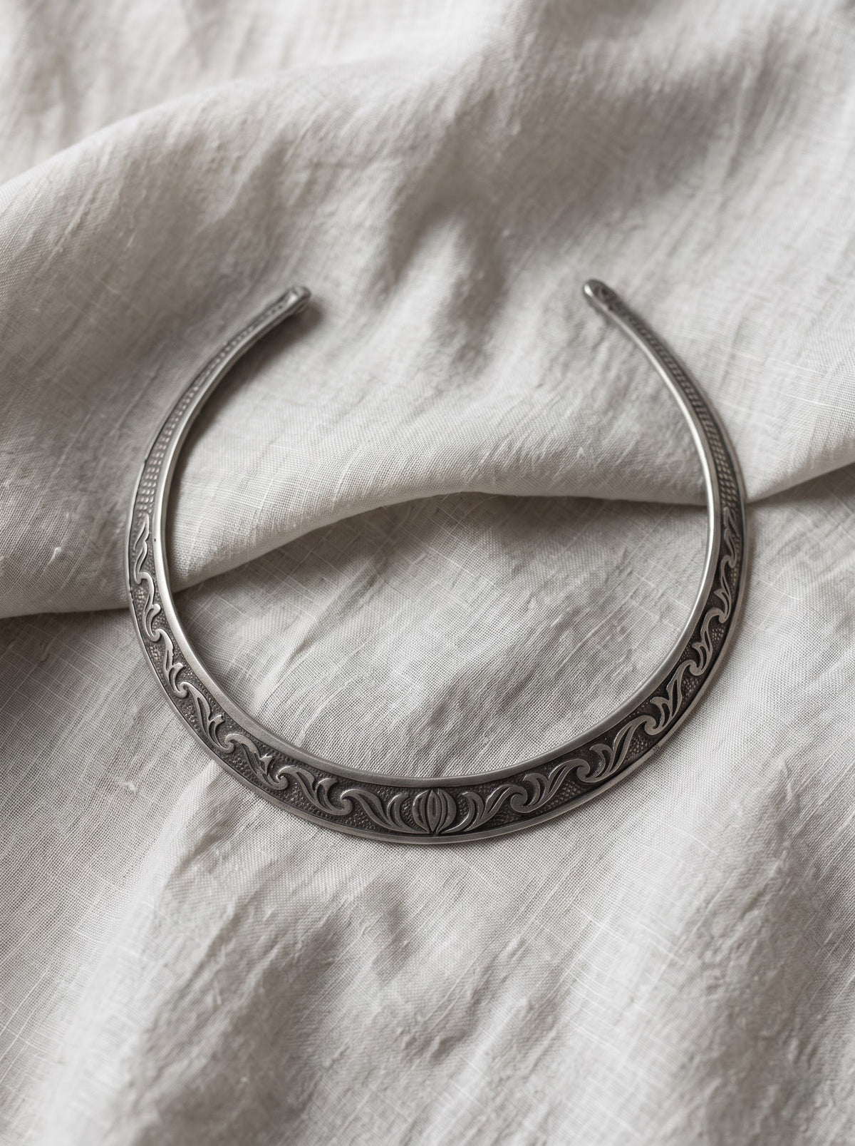 Intricately Detailed Oxidised Finish Metal Hasli