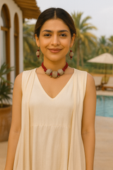 Fabric, Jute and Ghungroos Embellished Handcrafted Necklace Set