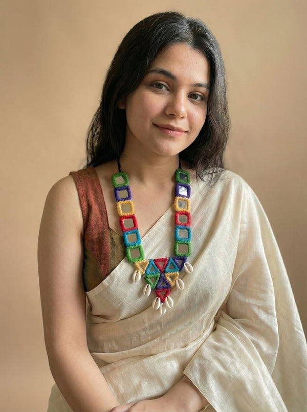 Tribal Mirror Statement Handmade Necklace