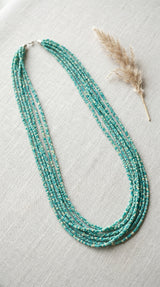 Turquoise and Teal Beaded Multi-Layer Handmade Necklace