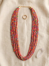 Red and Multi-Color Beaded Multi-Layer Boho Necklace