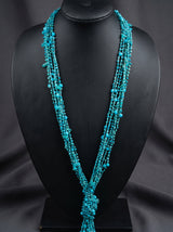 Blue Glass Beads Long Multi-Layer Necklace