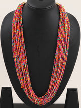 Red and Multi-Color Beaded Multi-Layer Boho Necklace