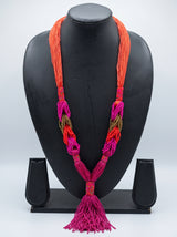 Orange and Pink Beaded Long Necklace