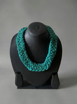 Emerald Weave — Teal Braided Seed Bead Necklace