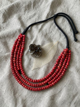 Crimson Cascade Multi-Layer Bead Necklace