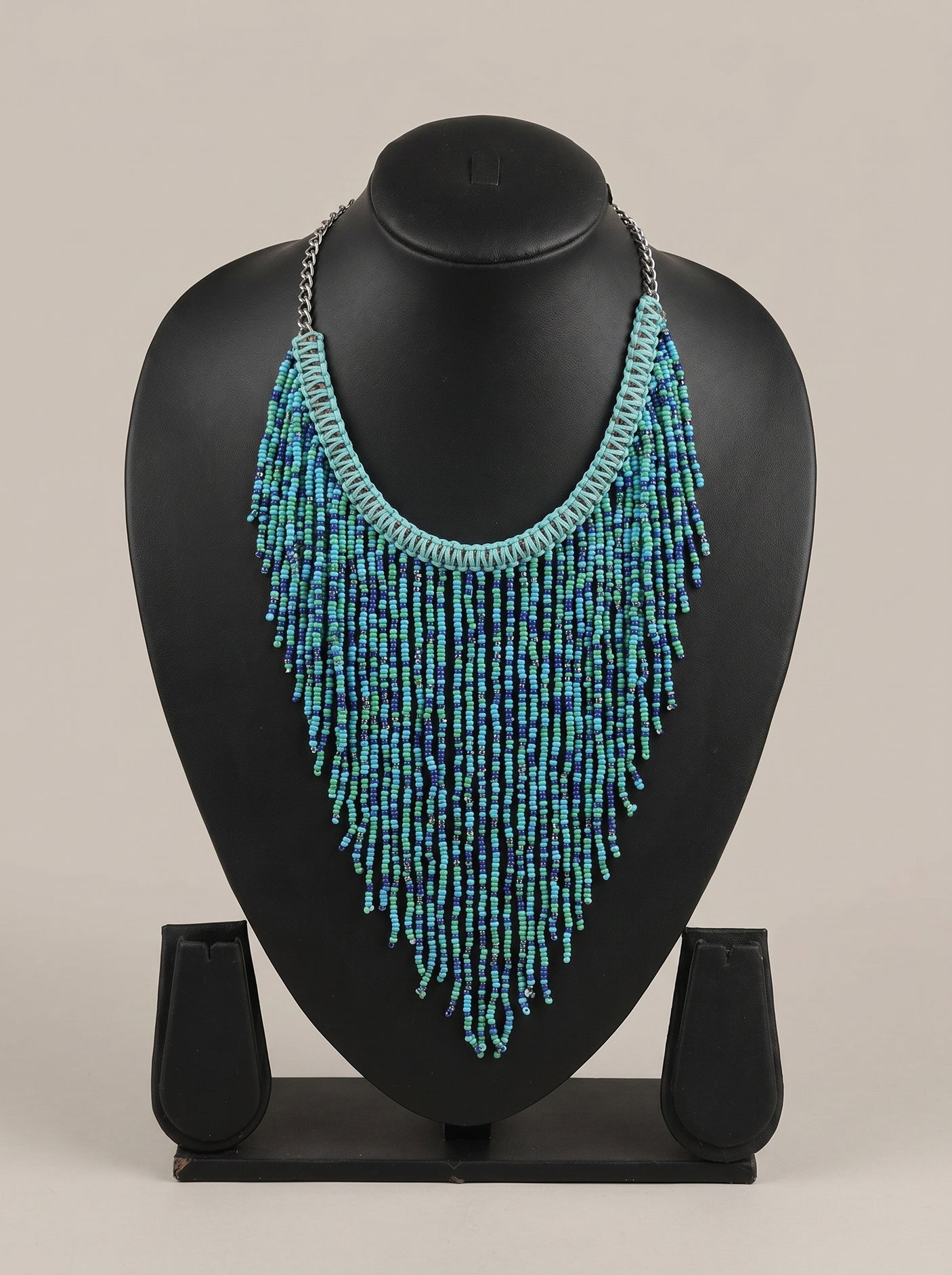 Shades of Blue Beaded Waterfall Necklace