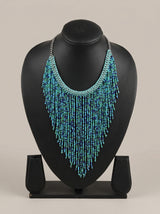 Shades of Blue Beaded Waterfall Necklace