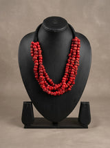 Crimson Cascade Multi-Layer Bead Necklace