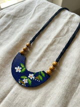 Hand Painted Flowers Vibrant Fabric Necklace