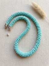 Mint Aqua Seed Bead Crochet Rope Necklace