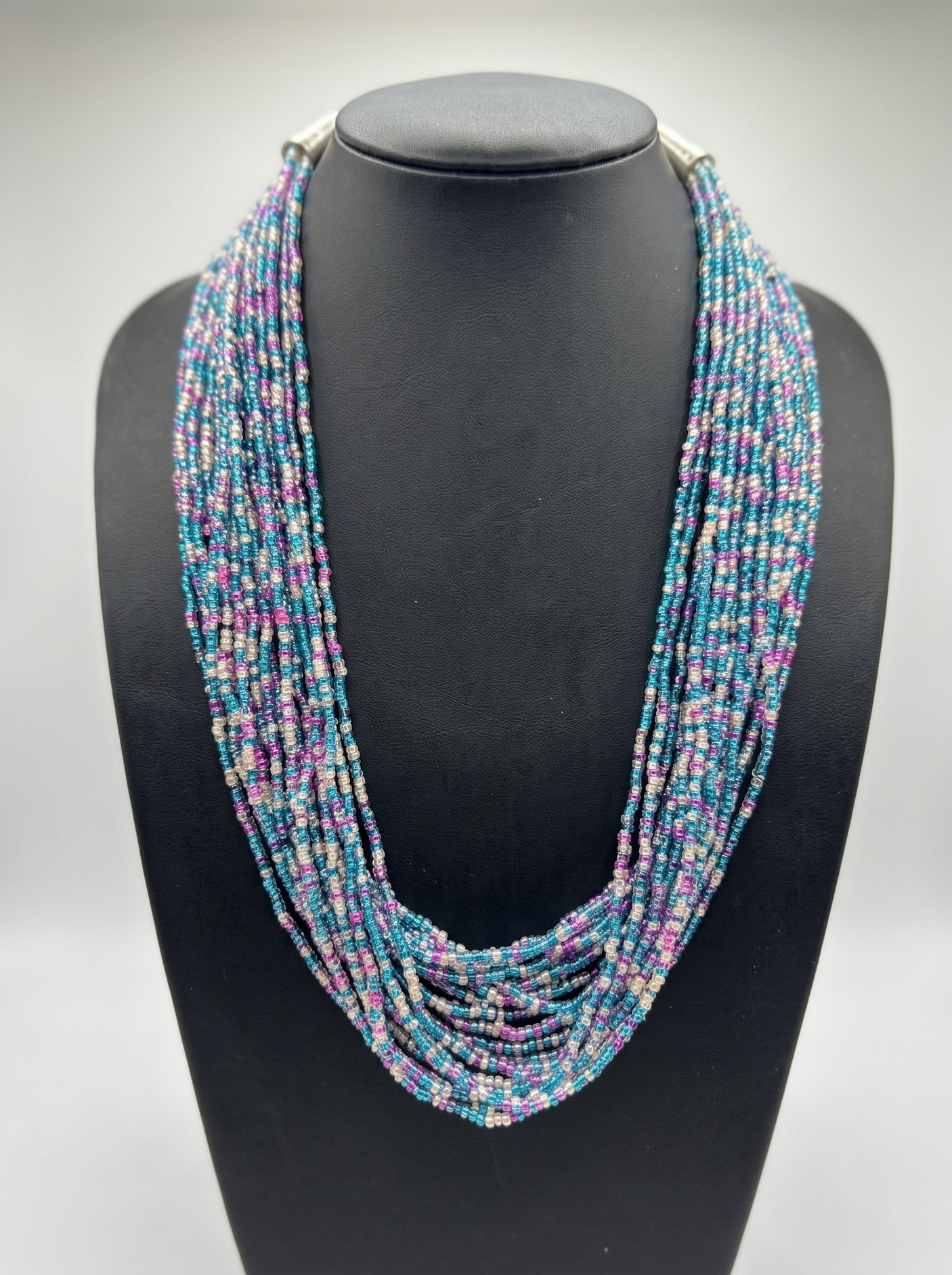 Ocean Breeze Blue Beads Hand Beaded Multi-Layer Necklace