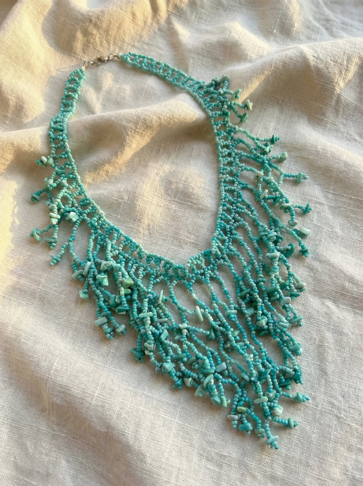 Oceanfall Beaded Fringe Collar Necklace