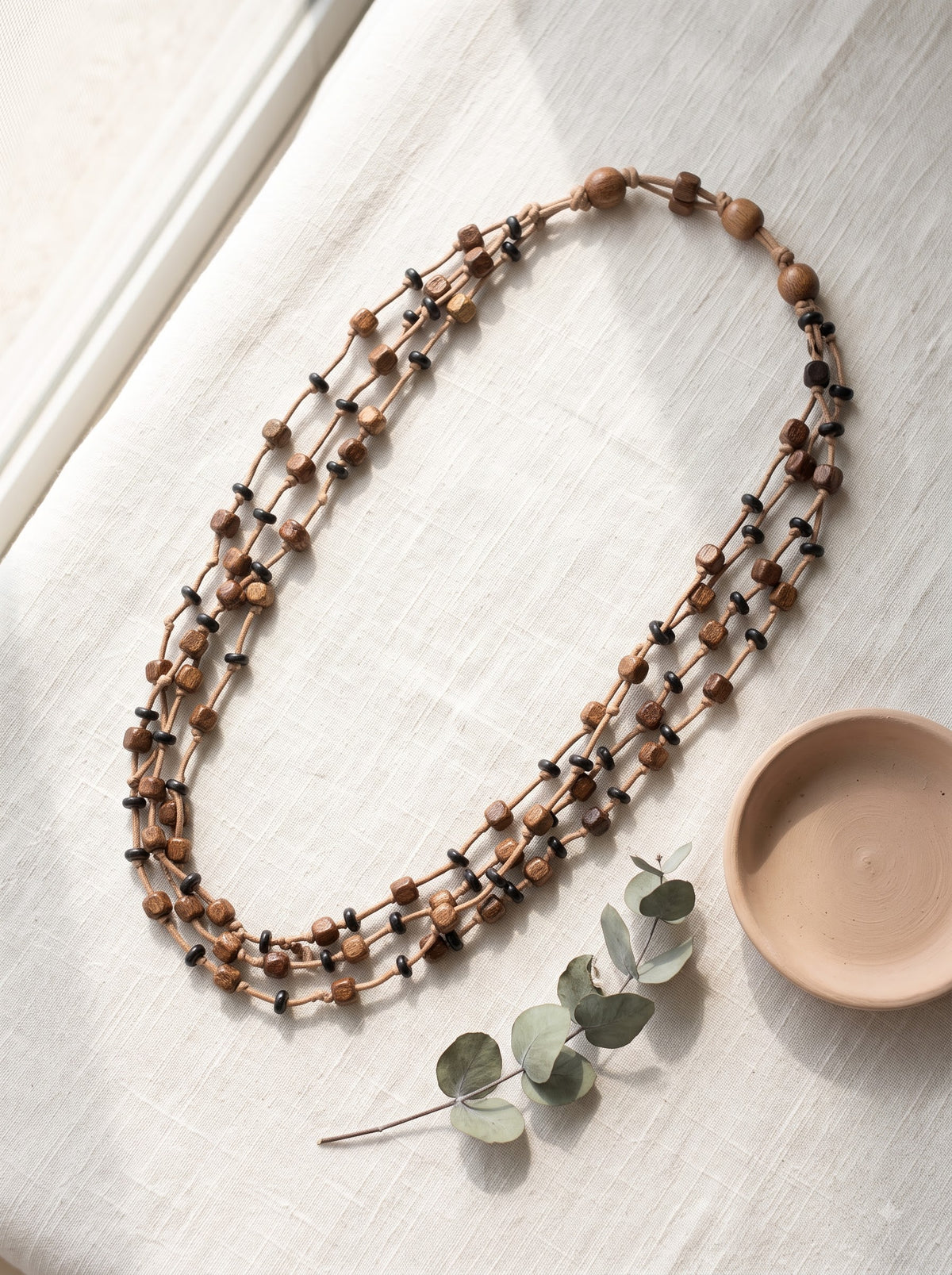 Brown Beads and Rope Multi Layer Boho Necklace