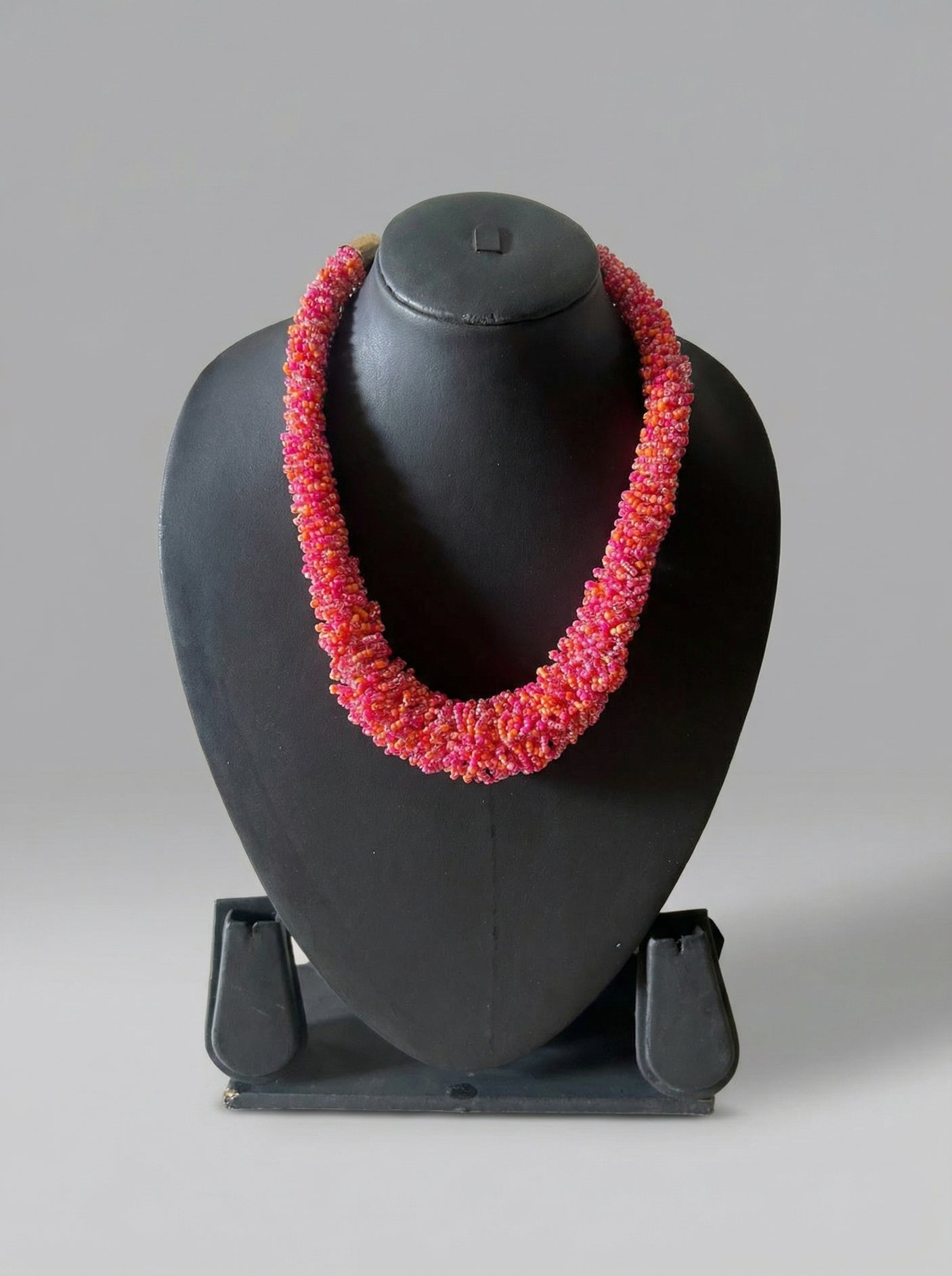 Coral Crush Textured Beaded Statement Necklace