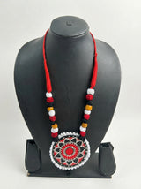 Hand-Painted Lotus Mandala Circle Hand Painted Necklace