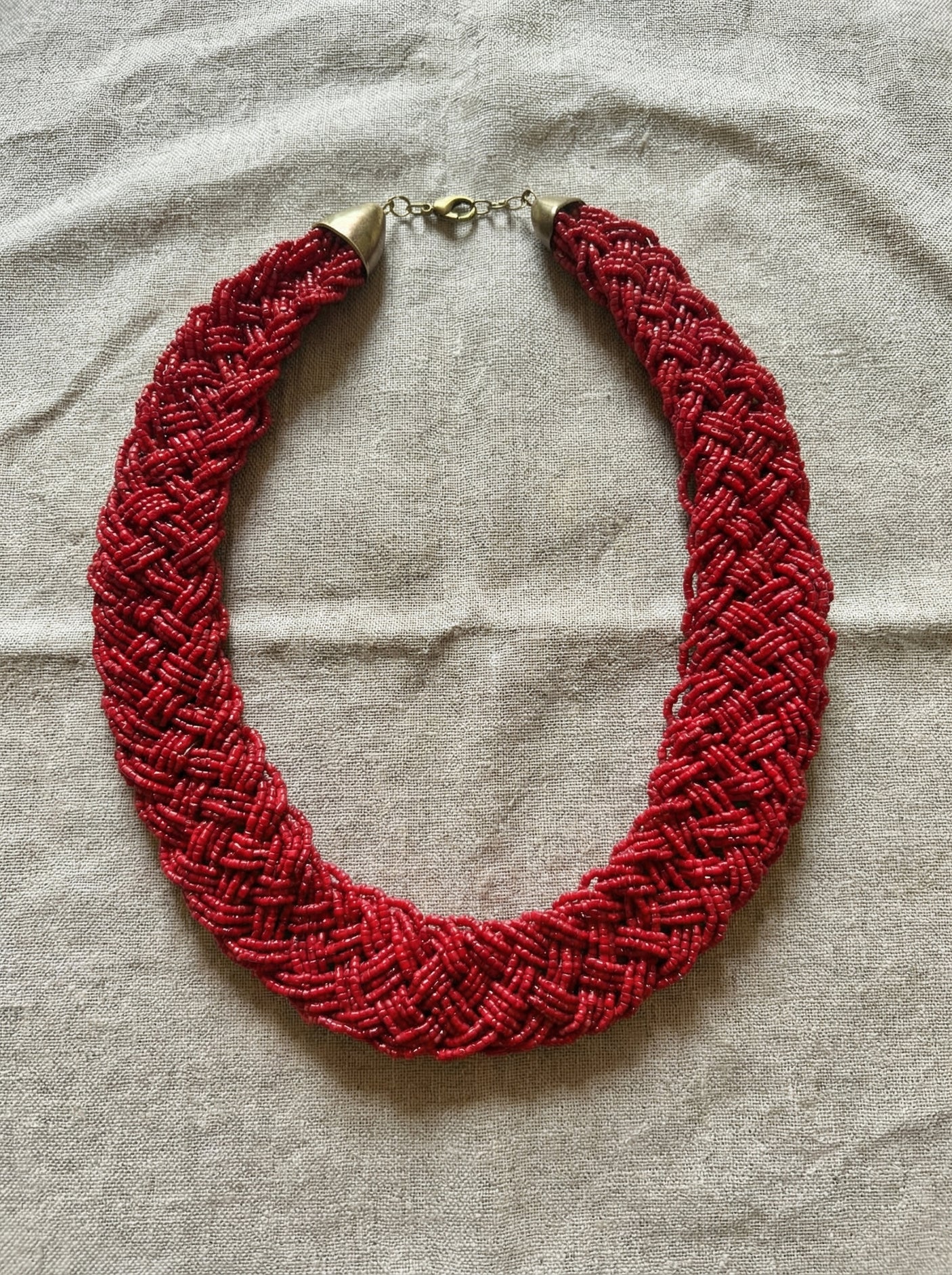 Crimson Weave Statement Collar Necklace
