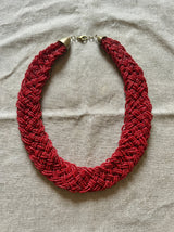 Crimson Weave Statement Collar Necklace