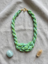 Sea Green and Blue Twisted Beads Handmade Necklace