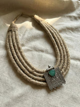 Tribal Whisper — Jute & Silver Pendant Necklace