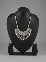 Elegant Silver Finish Statement Long Necklace