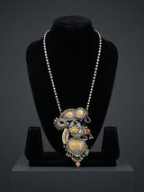 Antique Silver & Gold Mixed Element Heirloom Collage Pendant Long Necklace