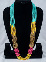 Color Blocked Vibrant Hand Beaded Boho Necklace