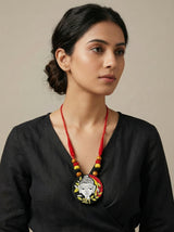 Black & Gold Hand-Painted Buddha Pendant Necklace