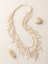 Off-White Seed Beads Multi-Layer Statement Beaded Bohemian Necklace