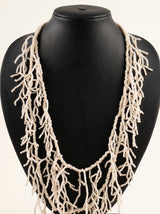 Off-White Seed Beads Multi-Layer Statement Beaded Bohemian Necklace