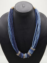 Shades of Blue and Silver Handmade Long Beaded Necklace