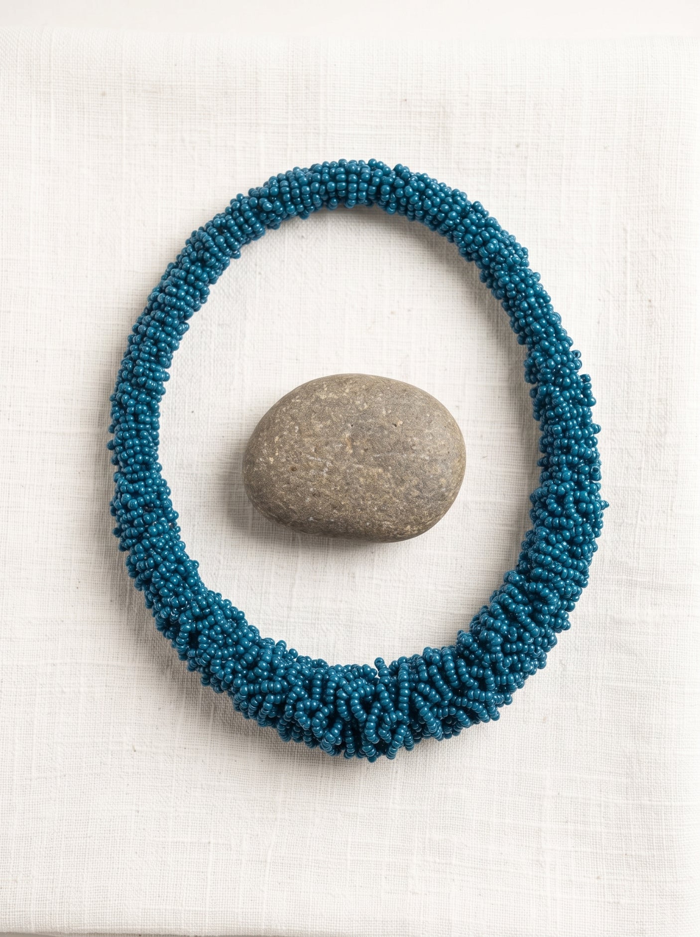 Blue Seed Beads Handmade Choker Necklace