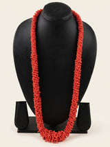 Orange Seed Beads Hand Beaded Long Necklace