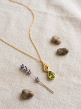 Nature Inspired Gold Pendant Necklace with Green Crystal