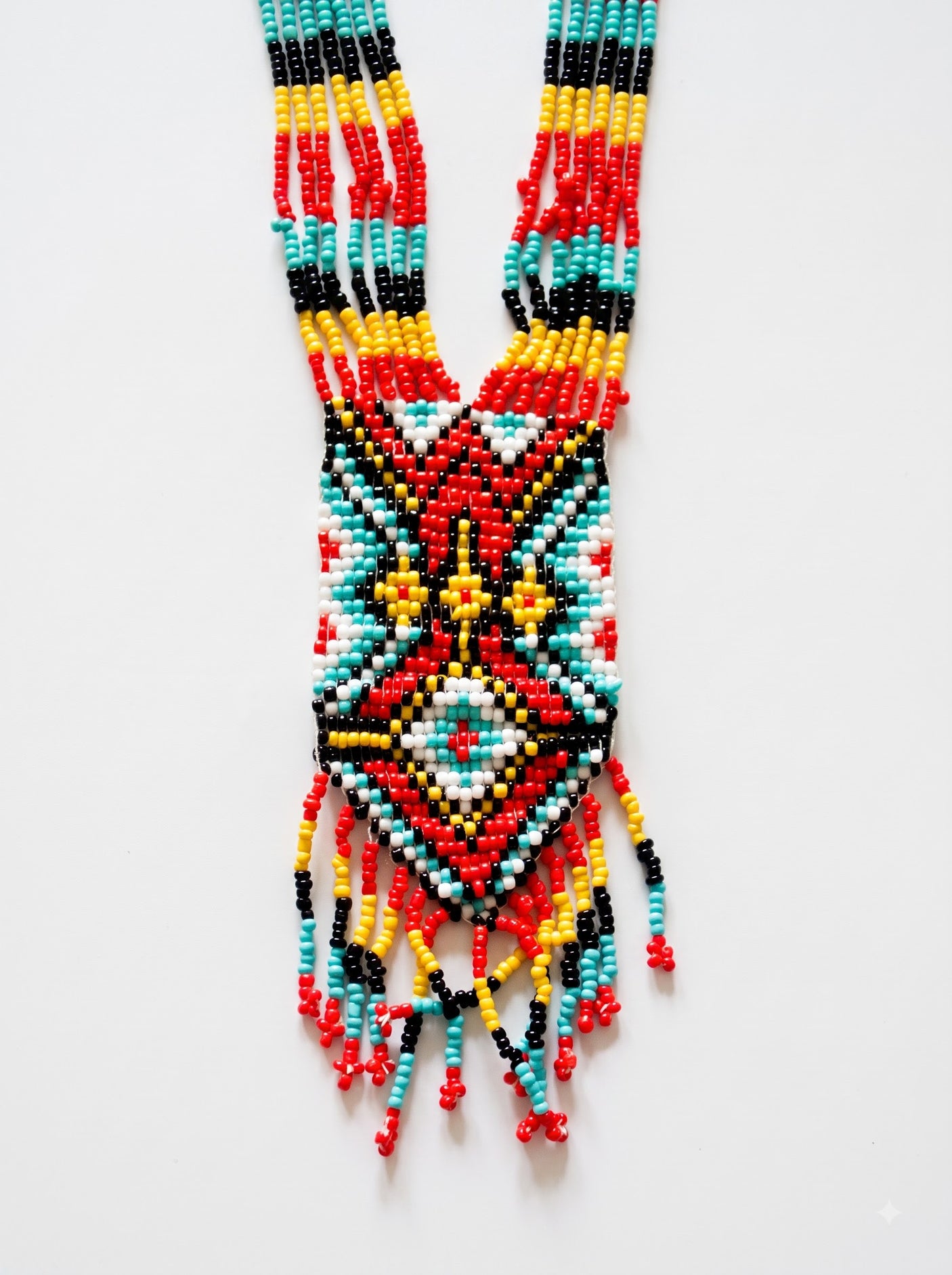 Multi-Color Hand Beaded Long Necklace Set