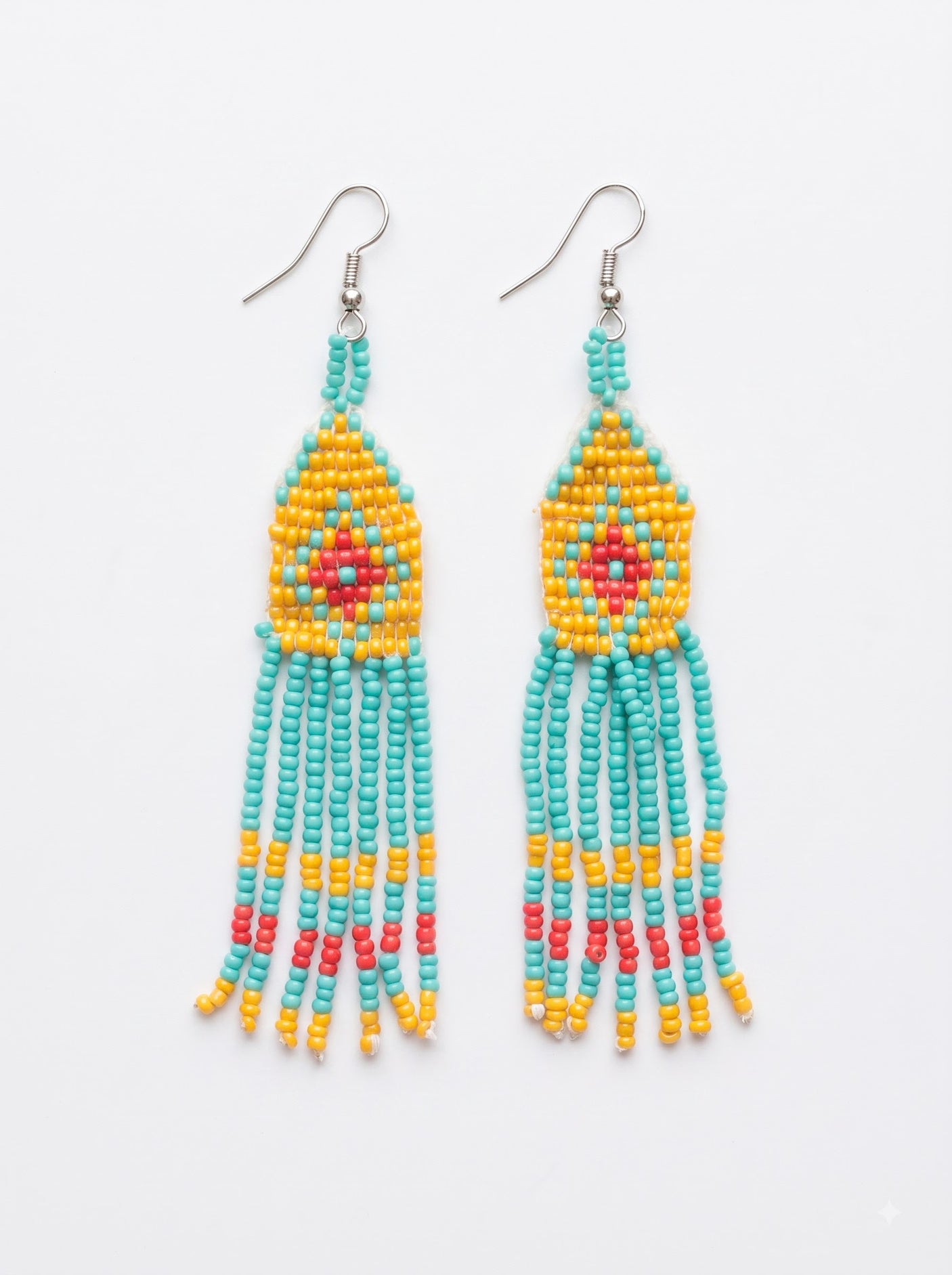 Multi-Color Hand Beaded Long Necklace Set