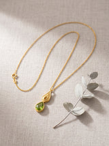 Nature Inspired Gold Pendant Necklace with Green Crystal