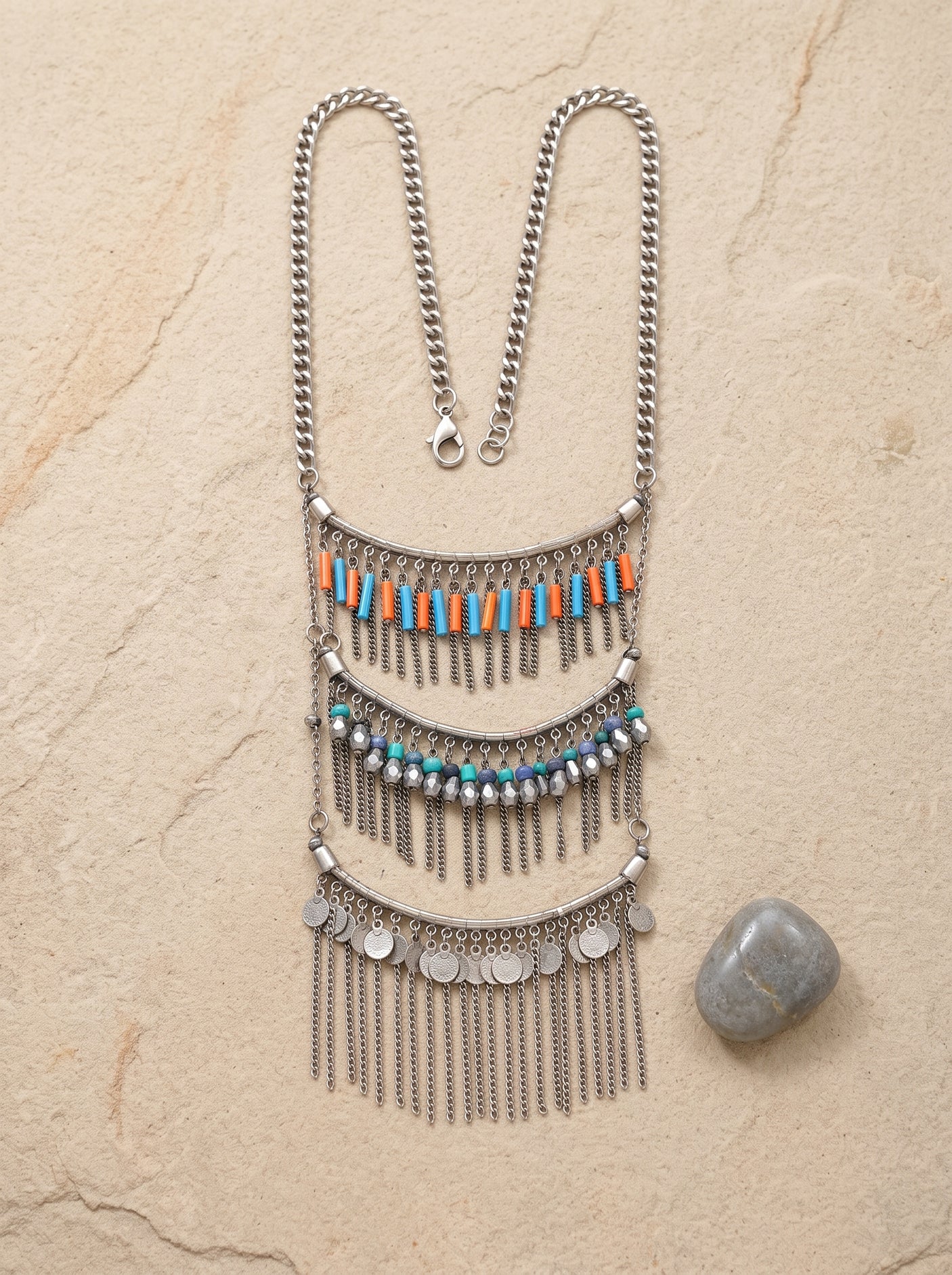 Layered Boho Chains and Beads Necklace