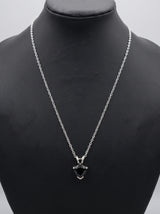 Midnight Heart Black Crystal Heart Solitaire on Dainty Silver Chain Necklace